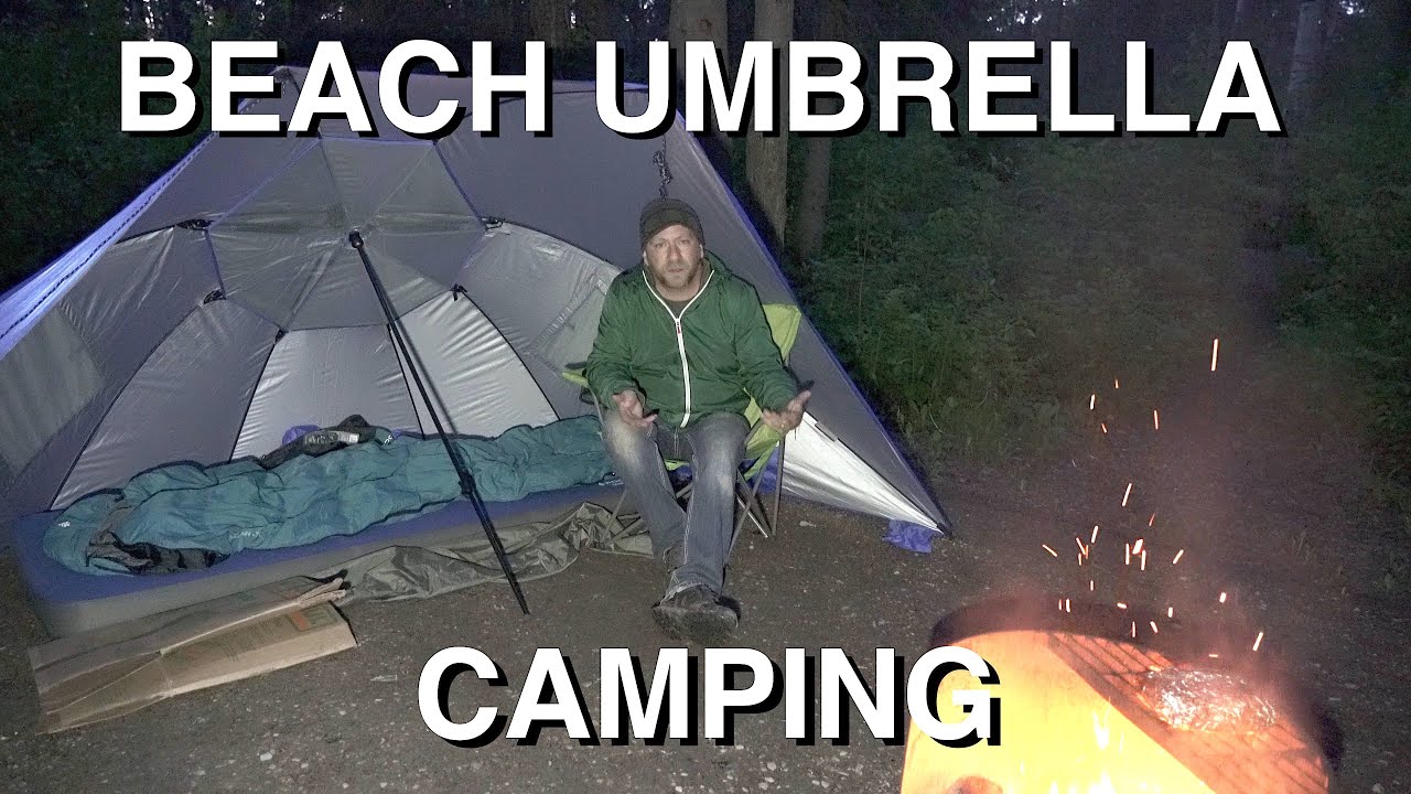 Camping Under Beach Umbrella