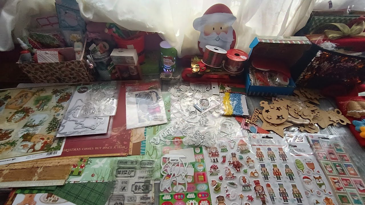 🧑‍🎄SACANDO MATERIAL NAVIDEÑO🐧SELLOS☃️ TROQUELES ❄️ WHASI TAPE🎁PAPEL DECORADO 🎄
