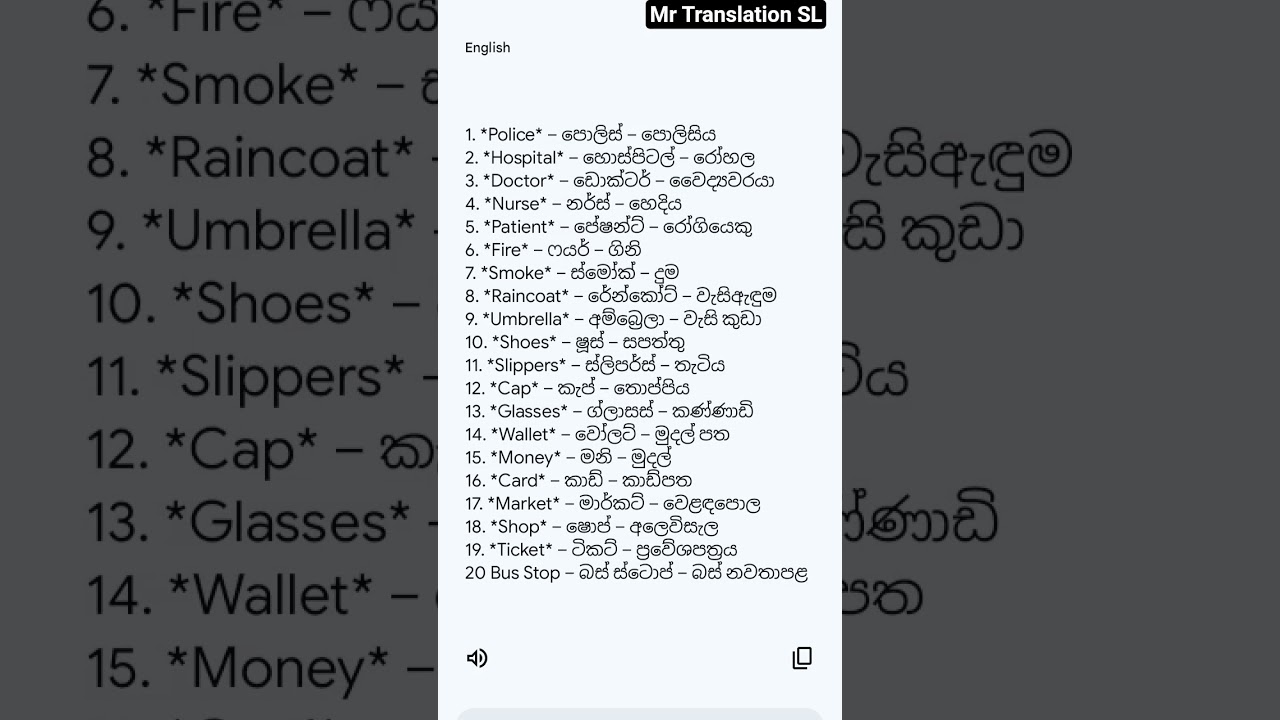 20 Useful English Words with Sinhala Meaning | Daily Vocabulary | Mr Translation SL
