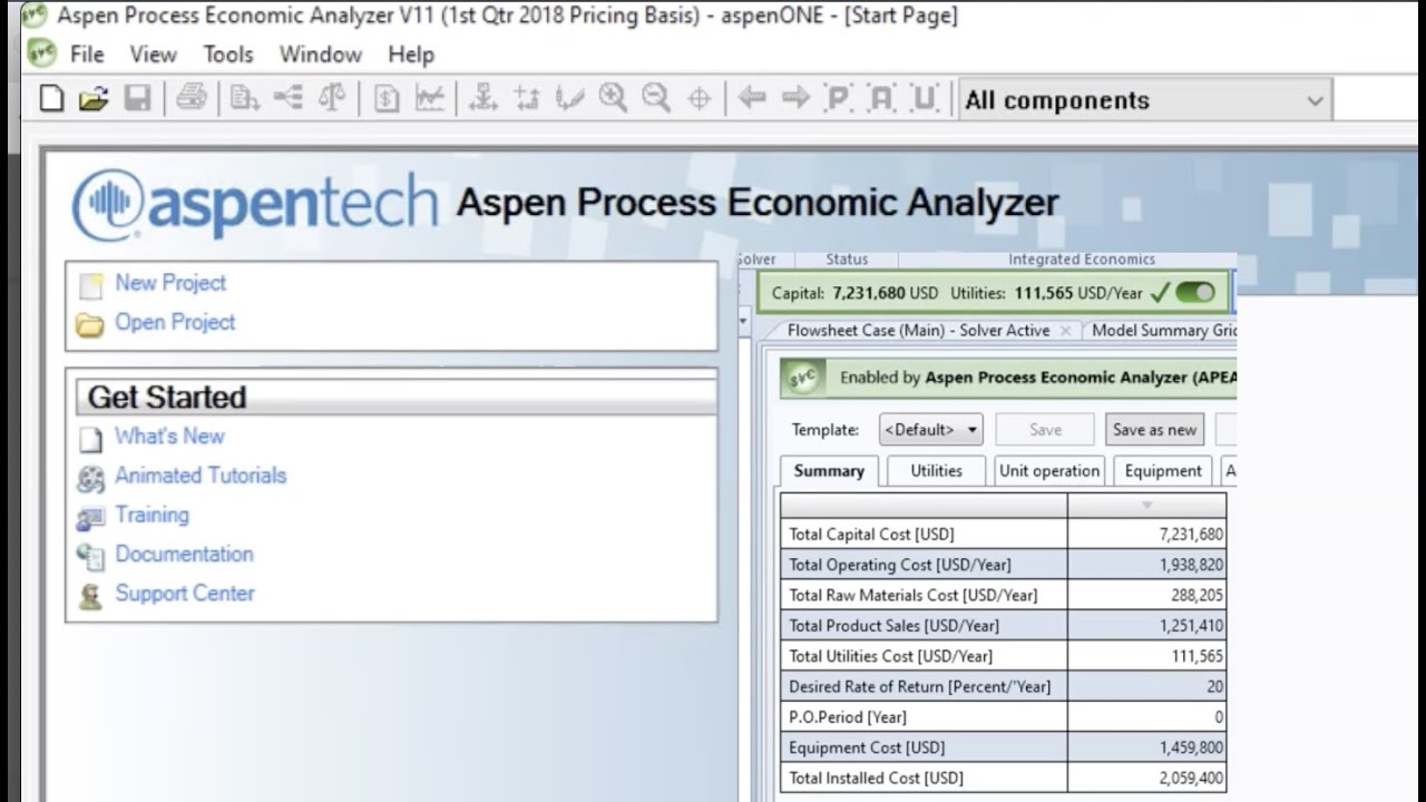 Экономический анализ в Aspen HYSYS