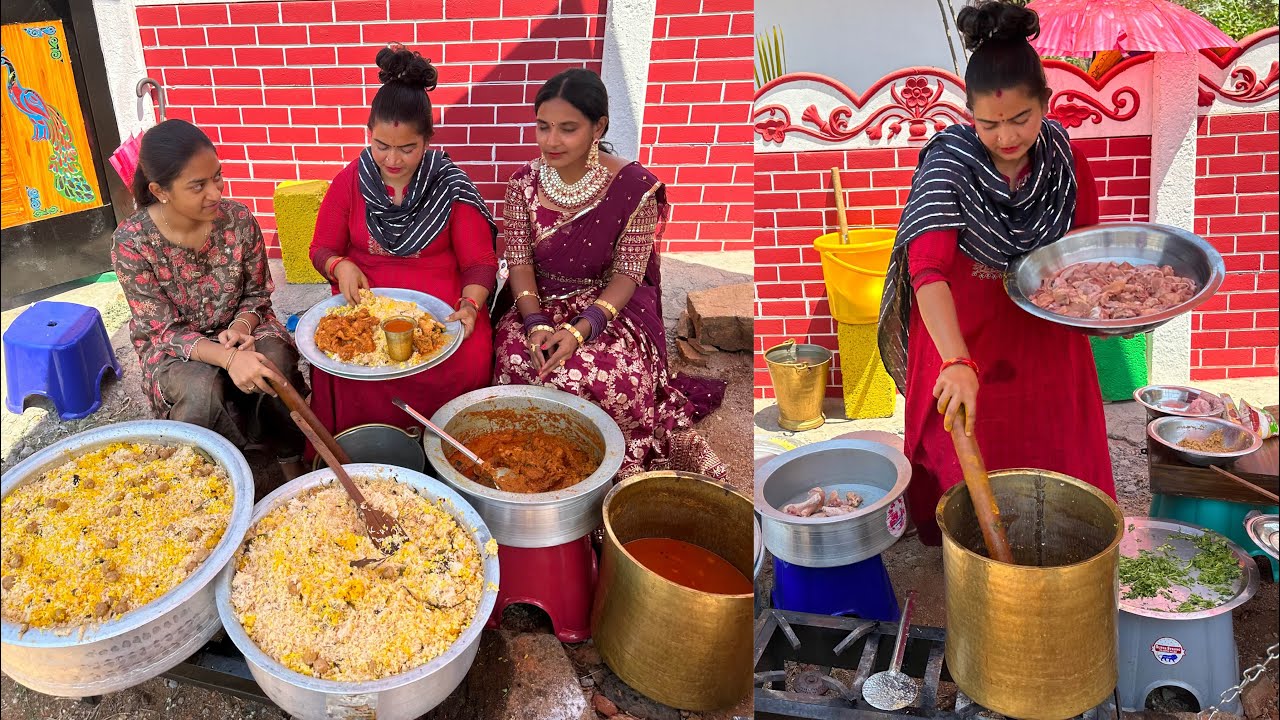 Maa peddammai birthday ki annadanam,Chicken curry Chicken sherwa,mealmaker biryani