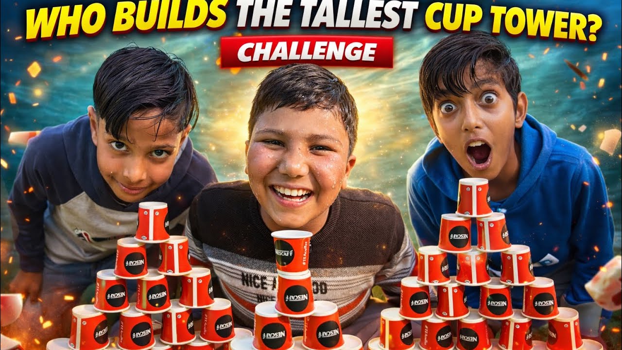 Coffee glass tower challenge/ क्या बच्चे बना पाएंगे /30days Vlogging challenge Day-5