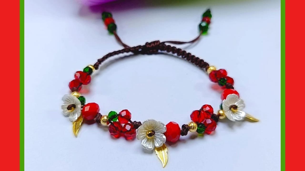 Como hacer PULSERA de HILO fácil y rápido paso a paso / Pulsera de hilo con Cristales✨