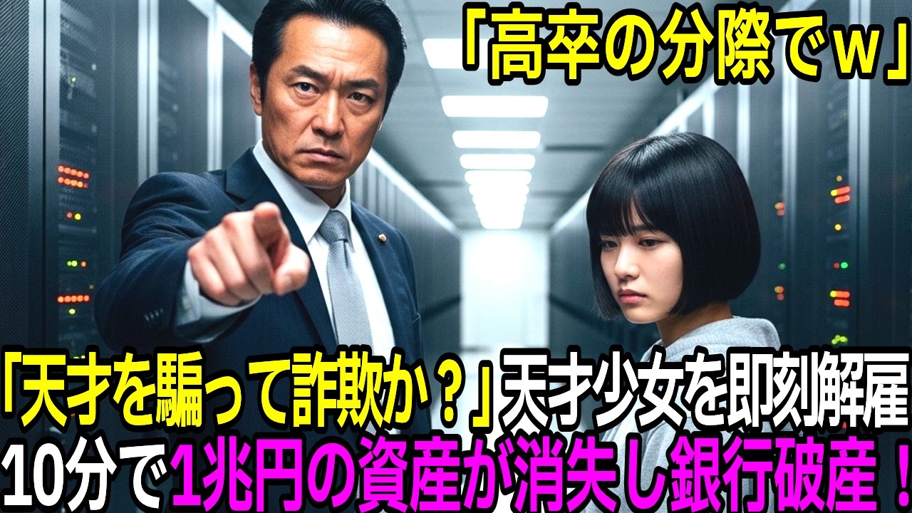 「高卒の分際で、天才を騙って詐欺か？」IQ200の天才少女を解雇した専務。わずか10分で1兆円の資産が消失し銀行が破産！【感動する話】【朗読】