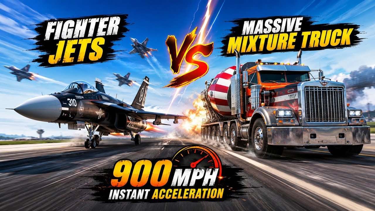 Fighter jets vs Massive Mixture truck! 900 MPH Instant Acceleration? - Beamng Drive 