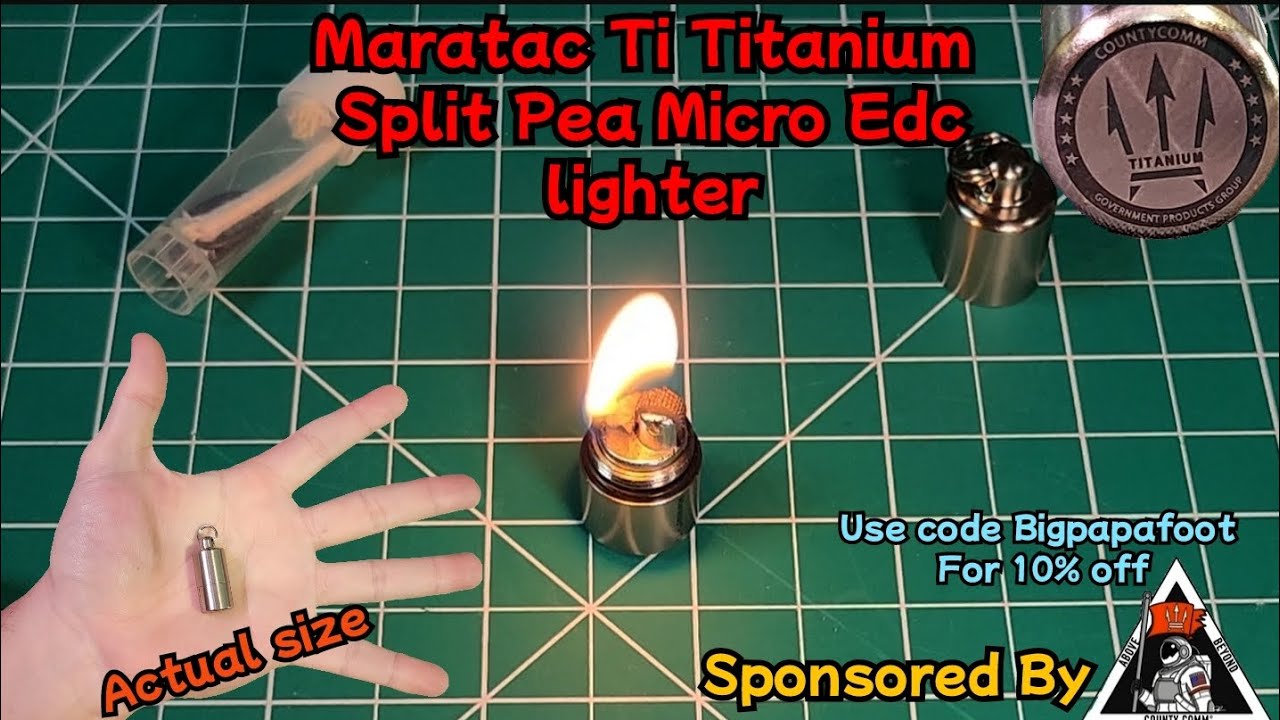 CountyComm Maratac Split Pea Ti TITANIUM Micro EDC emergency heat colorable lighter