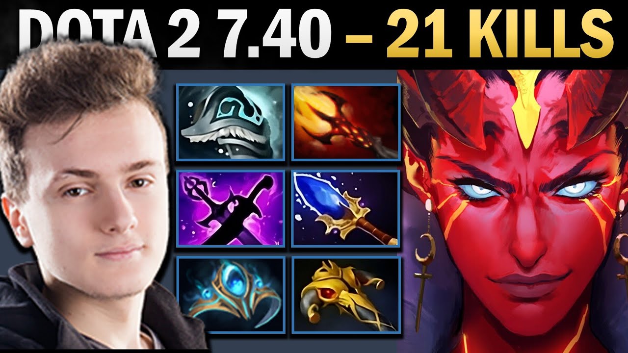 Queen of Pain Pro MID with 21 Kills and Shivas - Gameplay Dota
