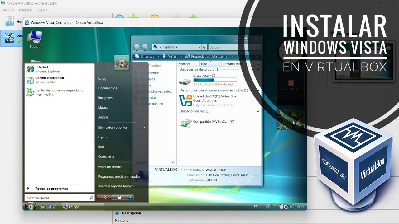 Instalar Windows VISTA en VirtualBox + Guest Additions. Con drivers de sonido, red, USB y AERO.