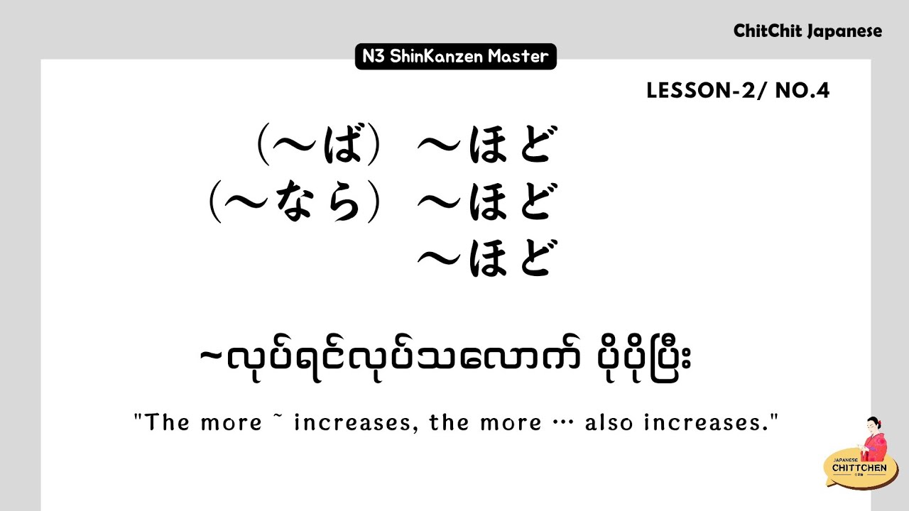 N3 Grammar 《 (~ば) ~ほど / (~なら) ~ほど》 ShinKanzen Master 2/4