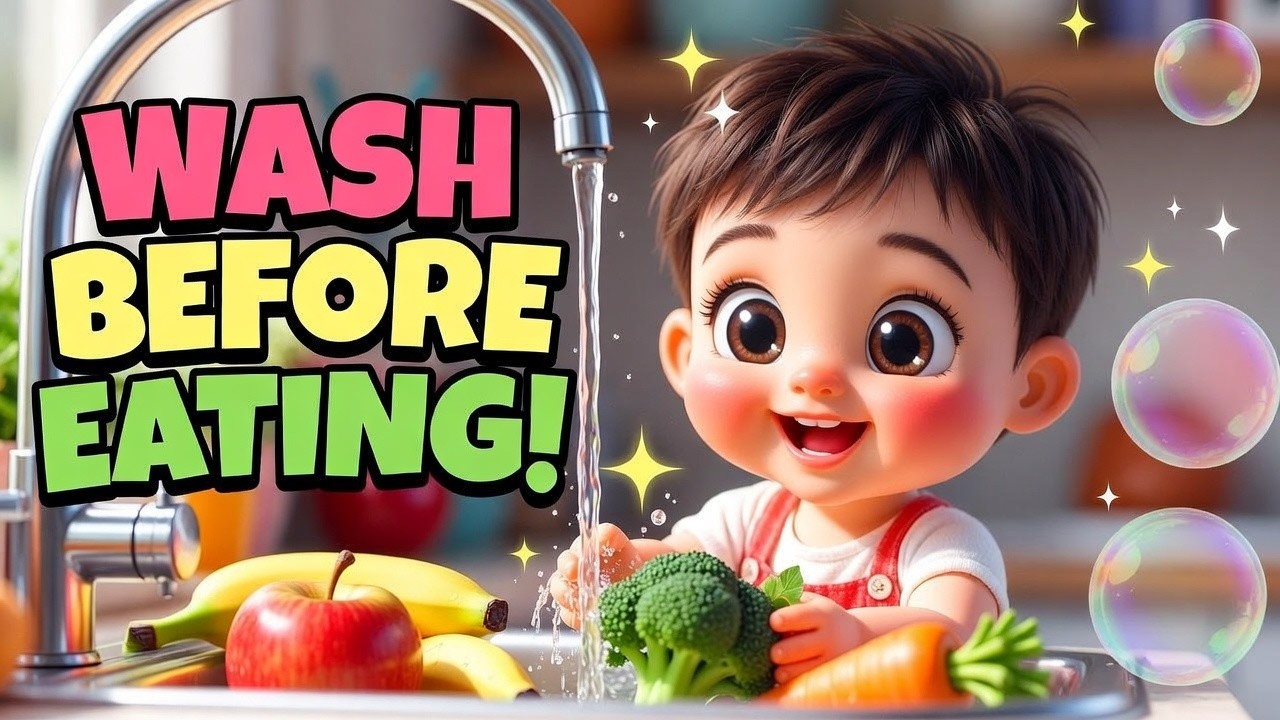 “Wash Your Fruits & Veggies 🧼🍎 | Healthy Habits Song for Toddlers & Preschoolers”