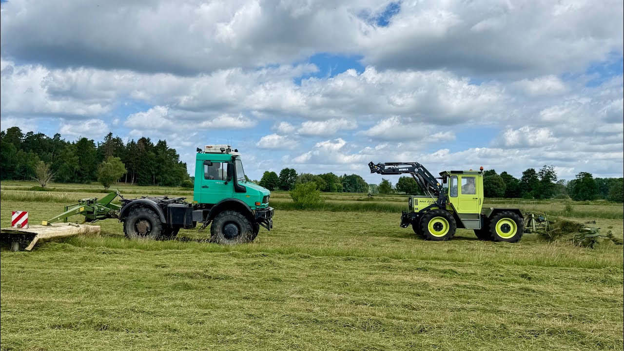 🚜Alt, aber mächtig: 🔥MB-Trac 800 & Unimog U2400 mähen und kehren mit voller Power 💪 Teil 1