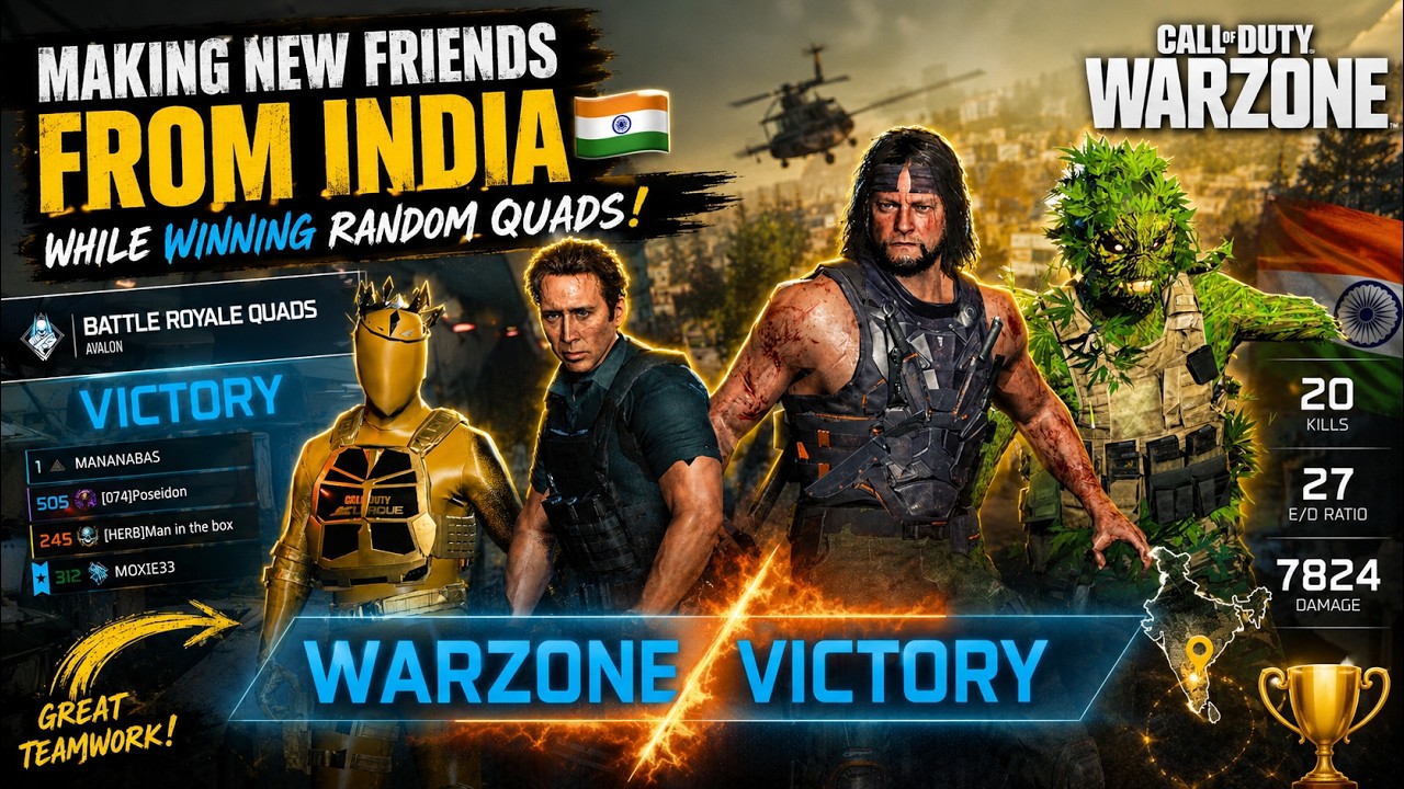 Making New Friends From India 🇮🇳 While Winning Random Quads! | Warzone Battle Royale Victory 🏆