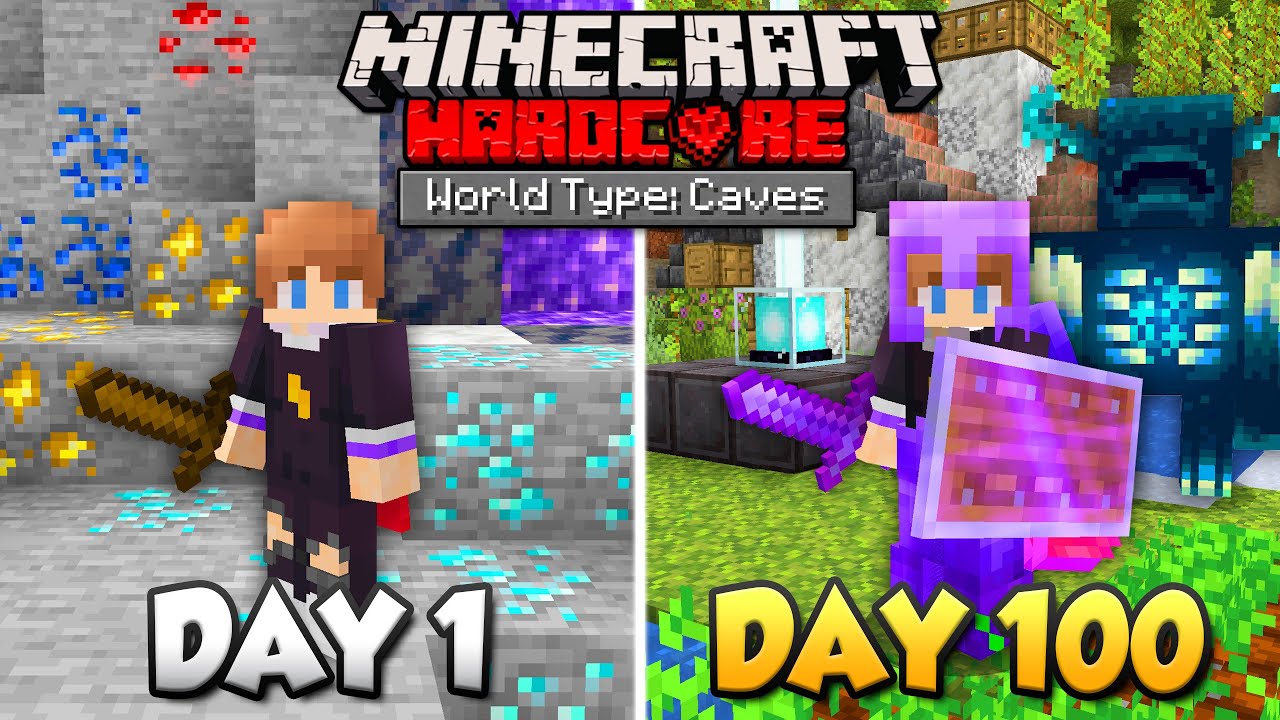 I Survived 100 Days Of Hardcore Minecraft, In A Cave Only World