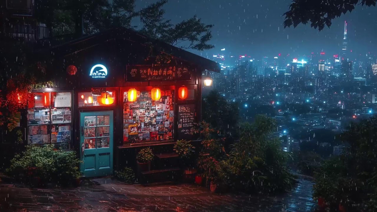 Cozy Rainy Japanese Alley with Glowing Lanterns | Night Lo-fi for Study, Sleep & Relax | 4K