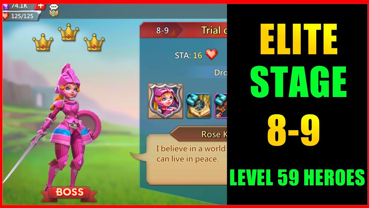 Lords Mobile Elite 8-9|Elite stage 8-9 Using level 59 Heroes