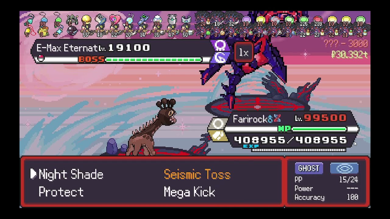 How shadetoss kills bosses in Pok&eacute;rogue.