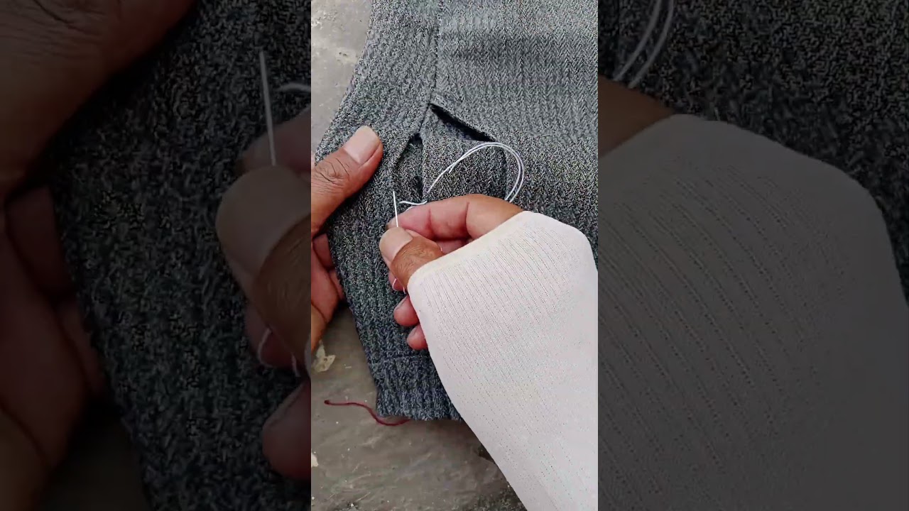 easy tutorial to fix ripped side pocket stitching on pants #sewing