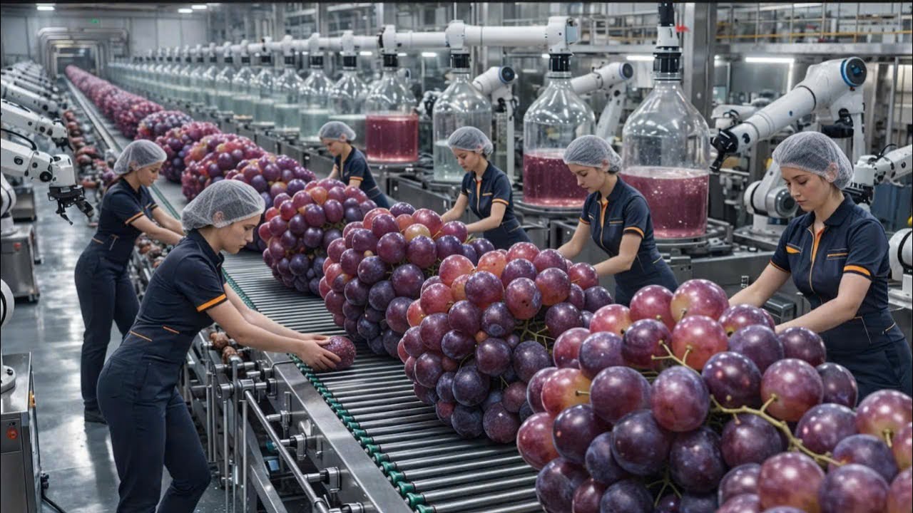 Inside a Modern Grape Wine Factory: From Fresh Grapes to Premium Wine Bottles (Full Process)