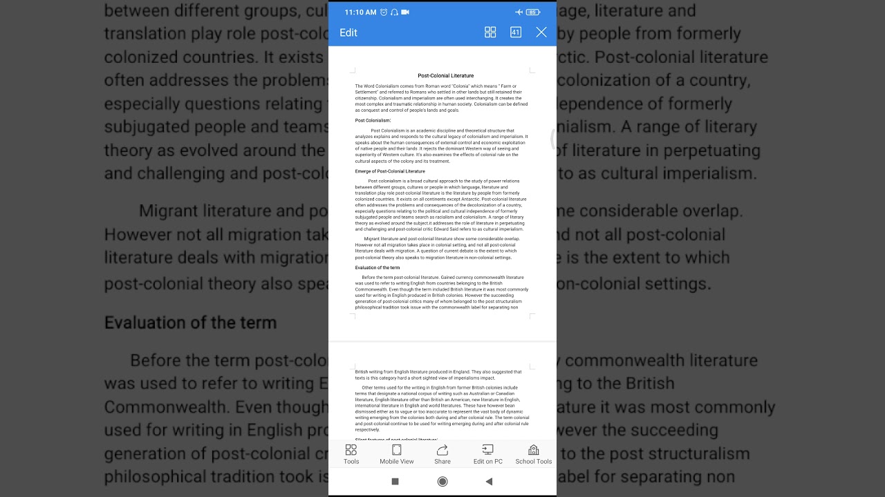 Post- Colonial Literature- Question Paper 1- Part C