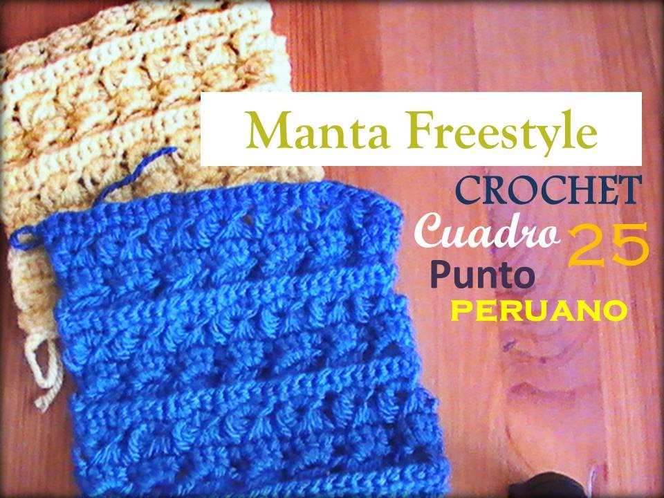 PUNTO PERUANO a crochet - cuadro 25 manta FREESTYLE (diestro)