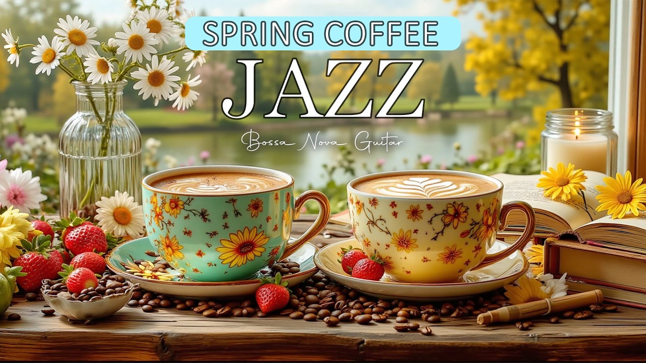 Spring Morning Caf&eacute; by the Lake | Soft Bossa Nova Guitar & Relaxing Coffee Ambience for Study, Work