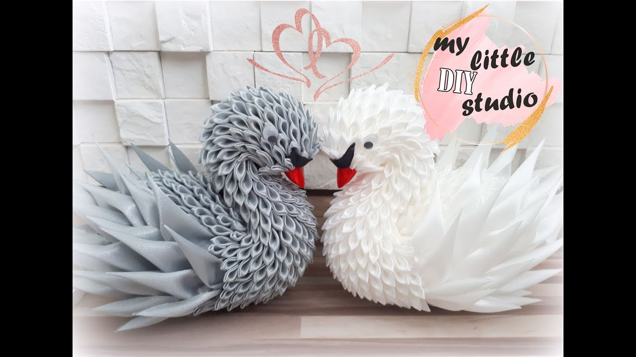 Łabędź ze wstążki metodą kanzashi/DIY