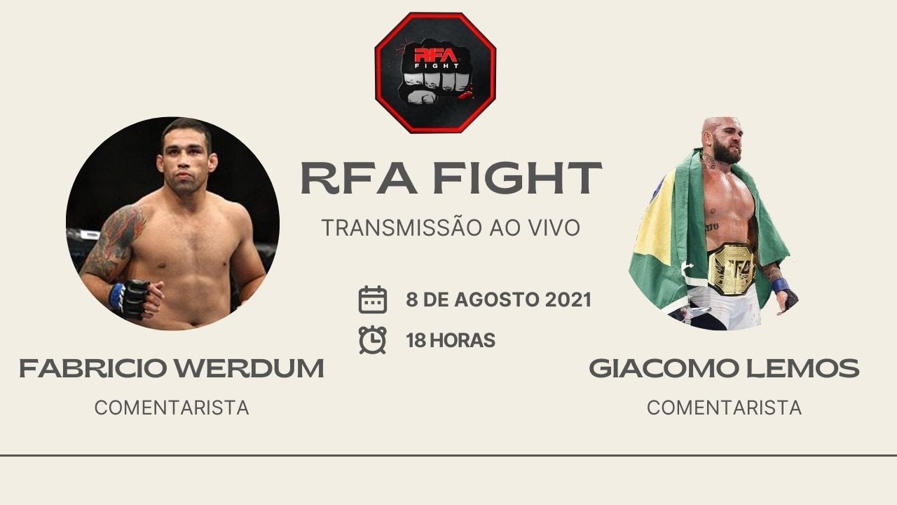 EVENTO RFA FIGHT AO VIVO DIA 08/08/2021 AS 17:30H