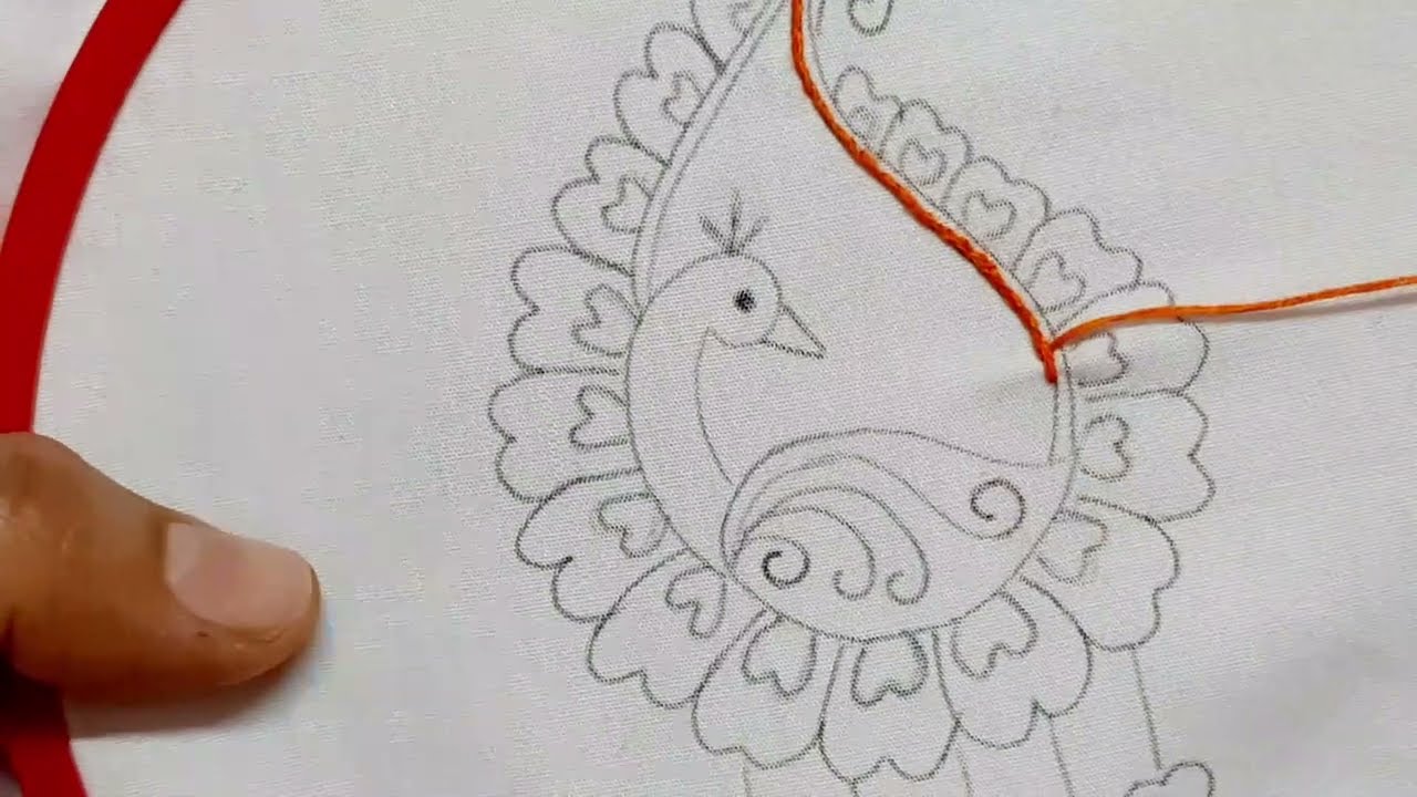 Hand Embroidery - Easy Peacock Hand Embroidery Design