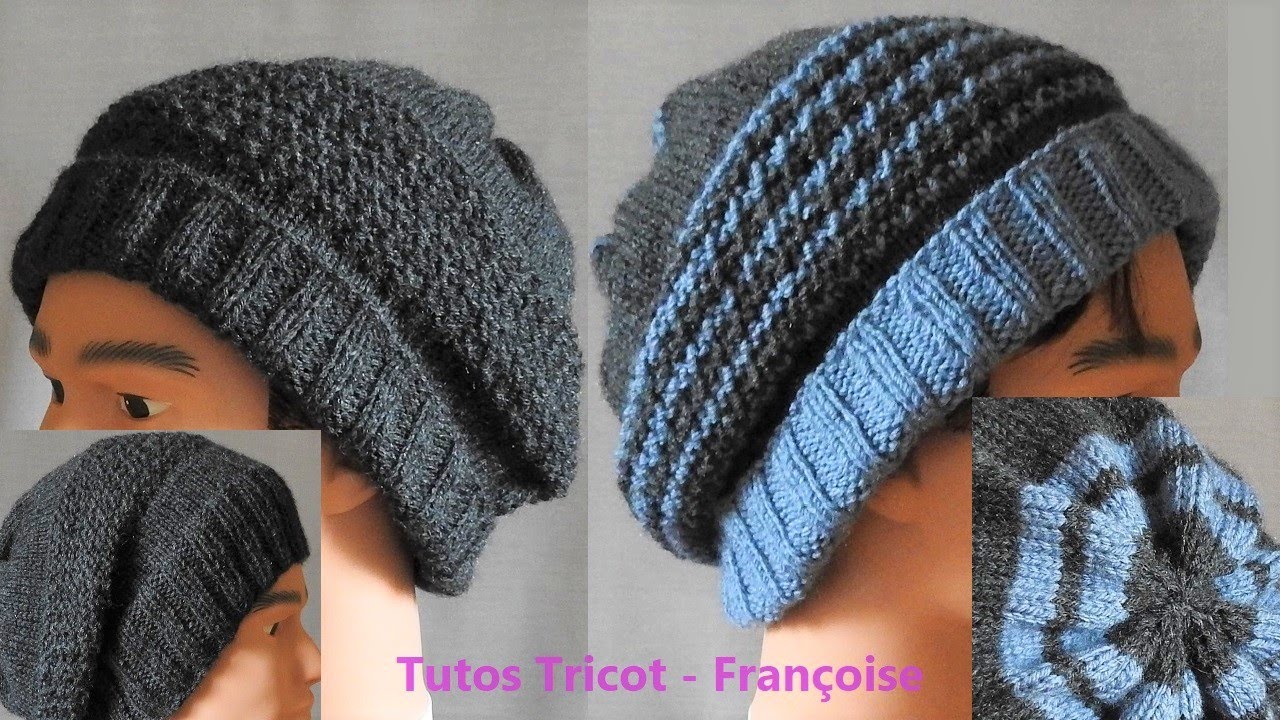 Tuto Tricot Bonnet Homme en 5 tailles - Bonnet Adulte Mixte tour tête 52/54-54/56-56/58-58/60-60/62)