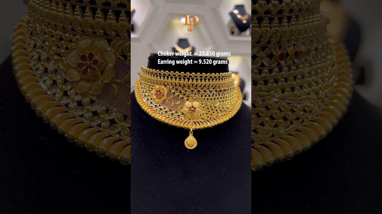 Gold Choker and Earrings Set:For the upcoming wedding season 