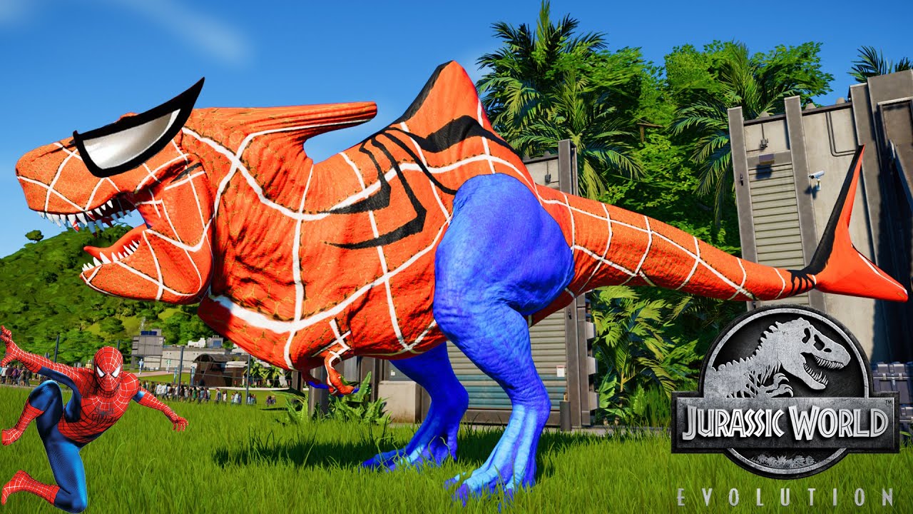 [Jurassic World Evolution] Spiderman Megalodon Rex Vs Orczilla,Spiderman Godzilla Dinosaurs Fight !!