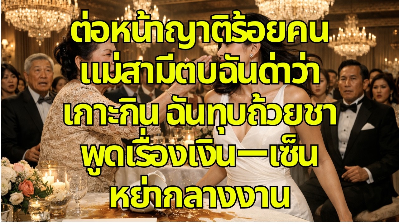 ต่อหน้าญาติร้อยคน แม่สามีตบฉันด่าว่าเกาะกิน ฉันทุบถ้วยชาพูดเรื่องเงิน—เซ็นหย่ากลางงาน