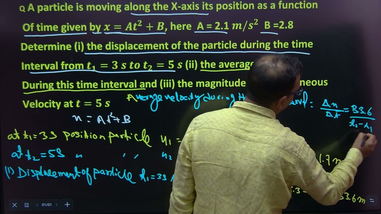 A particle is moving along the x-axis its position as a function of time is given by x= At^2+B,hereA