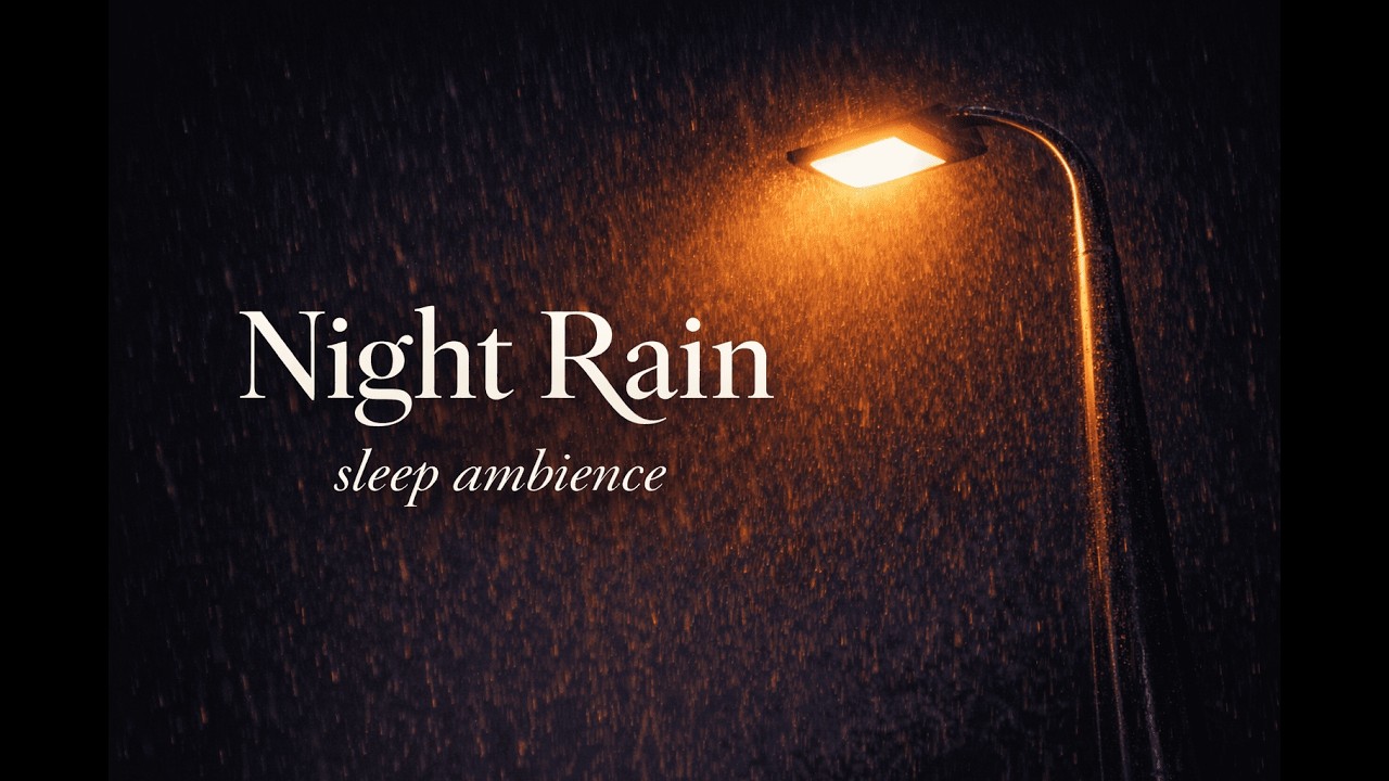 Night Rain Under Street Lamp for Deep Sleep (3 Hours)
