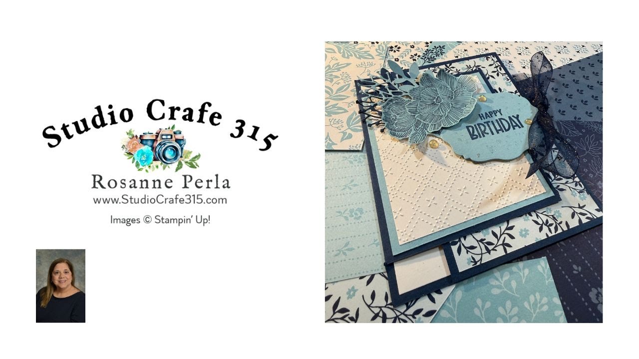 Fun Fold Card Made with True Blue Florals 12 x 12 DSP POM #papercraft #cardmaking #diy #tutorial