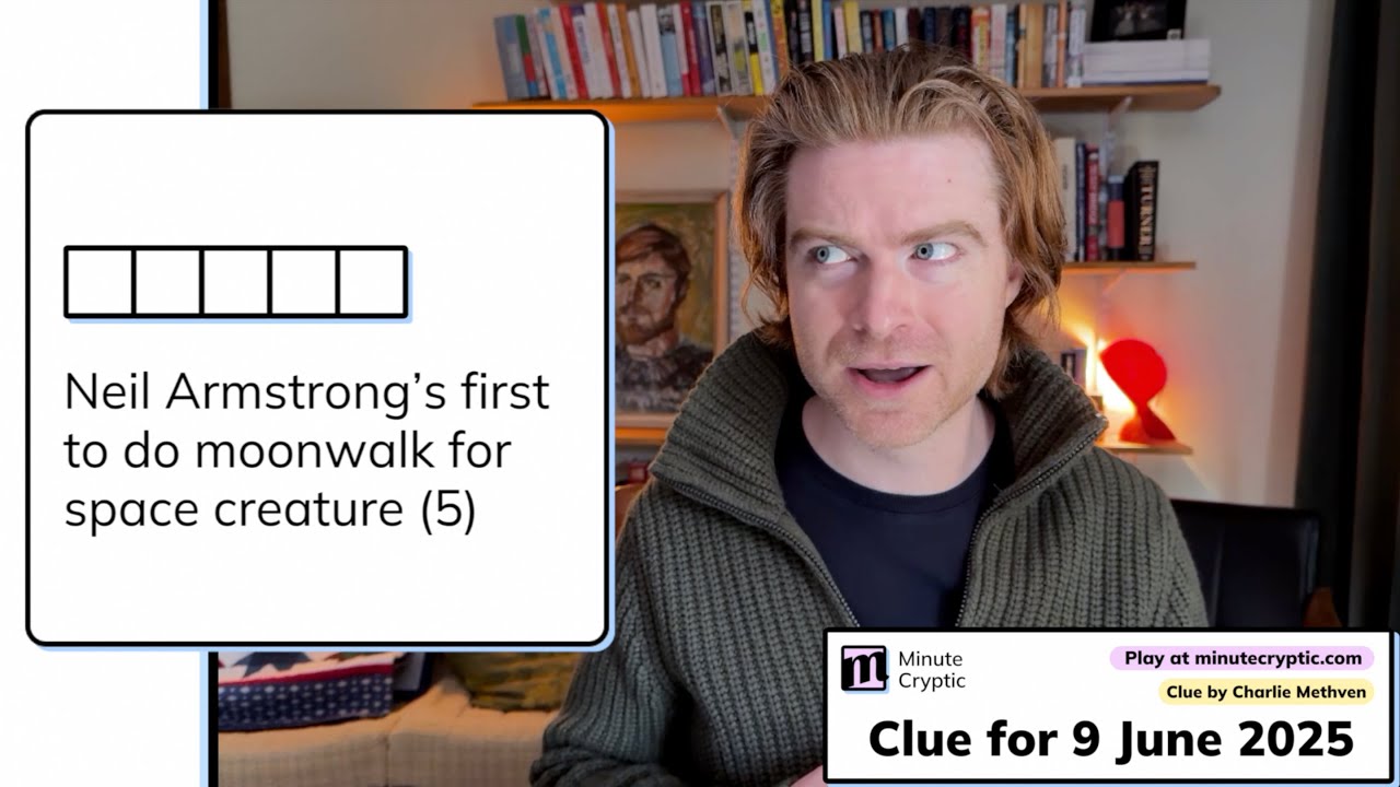 Minute Cryptic Clue 349: Neil Armstrong's first to do moonwalk for space creature (5)
