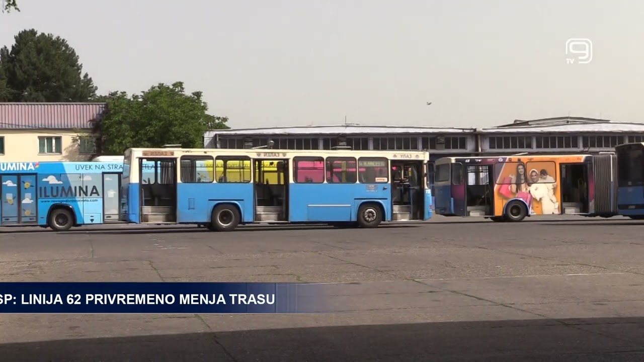 TV KANAL 9, NOVI SAD: JGSP: LINIJA 62 PRIVREMENO MENJA TRASU