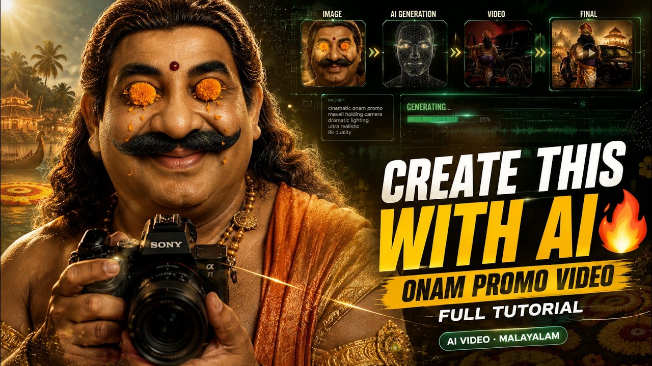 How to Create Trending Onam Promo Videos Using AI 🔥 | Full AI Video Tutorial in Malayalam #ai #onam