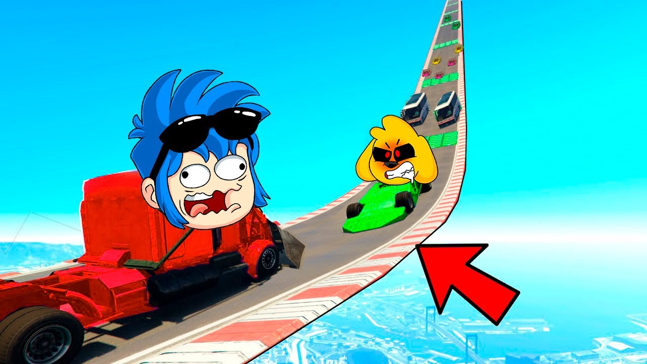 GTA 5: ¡CAMIÓN PINCHO vs MEGA RAMPA 99% IMPOSIBLE! 😱 LOS COMPAS