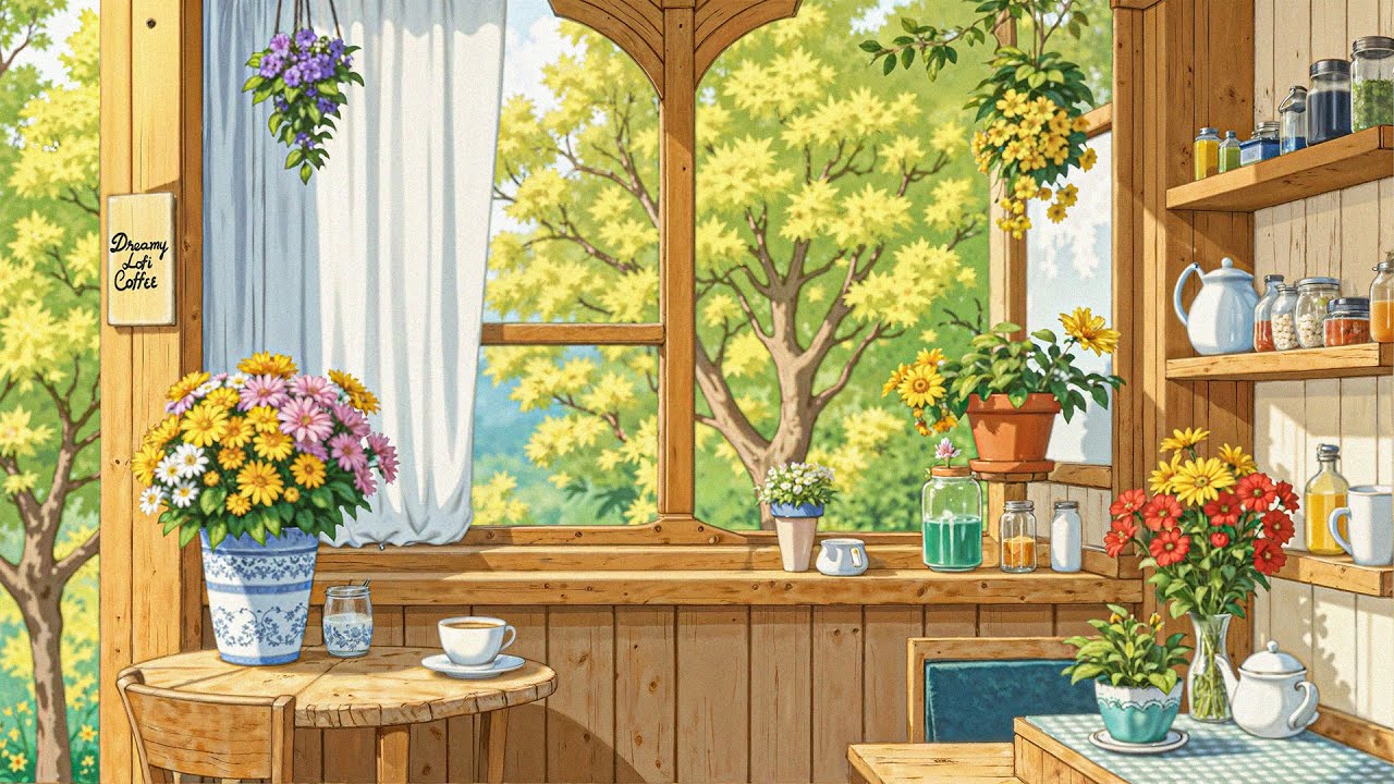 Peaceful Morning Coffee Shop 🌼 Cozy Spring Morning Lofi Vibe | Lofi Hip Hop for work/study/relax