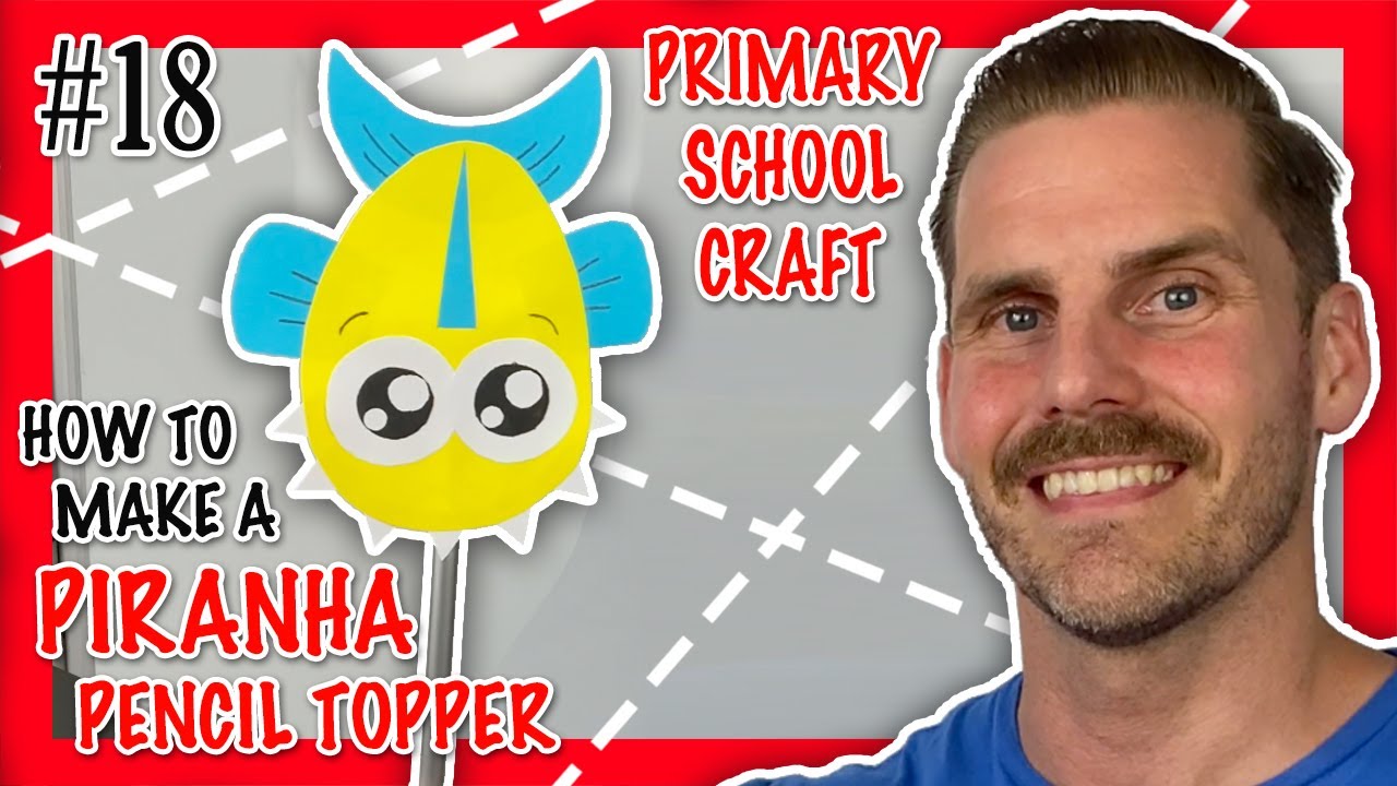 PIRANHA PENCIL TOPPER - Easy PAPER CRAFT Art For Kids - Episode #18 CRAFT WITH ME!