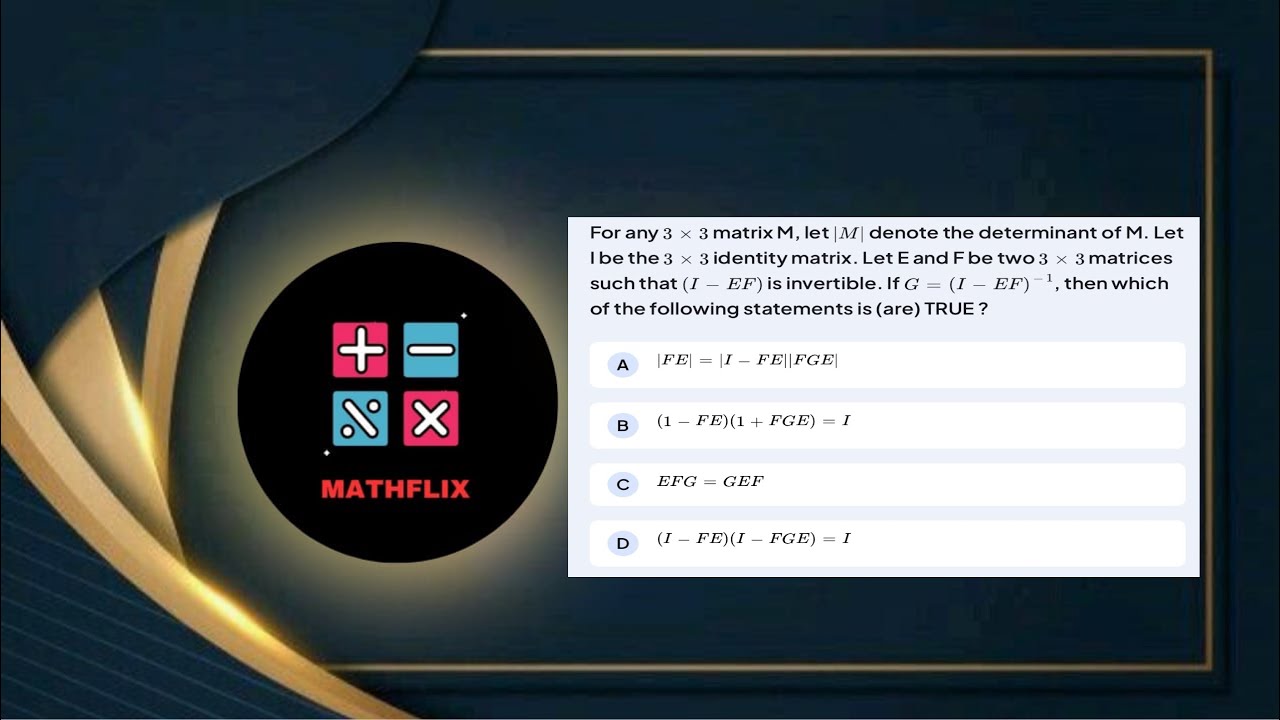 H5_For any 3x3 matrix M let |M| denote the determinant of M let I be the 3x3 identity matrix