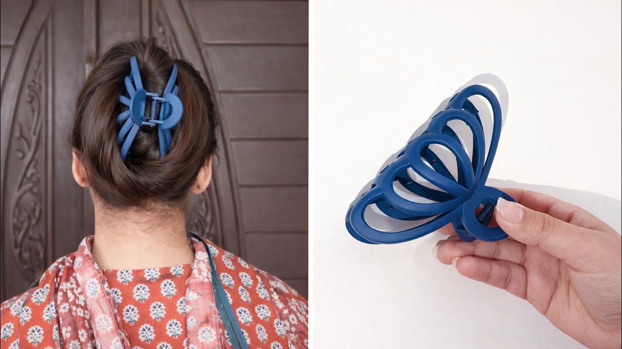 Elegant Bun Hairstyle with Butterfly Claw Clip | Easy & Classy Look