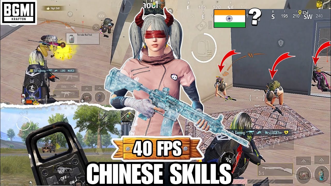 40 fps chinese skills 🗿🔥 - 4 finger player - BGMI 