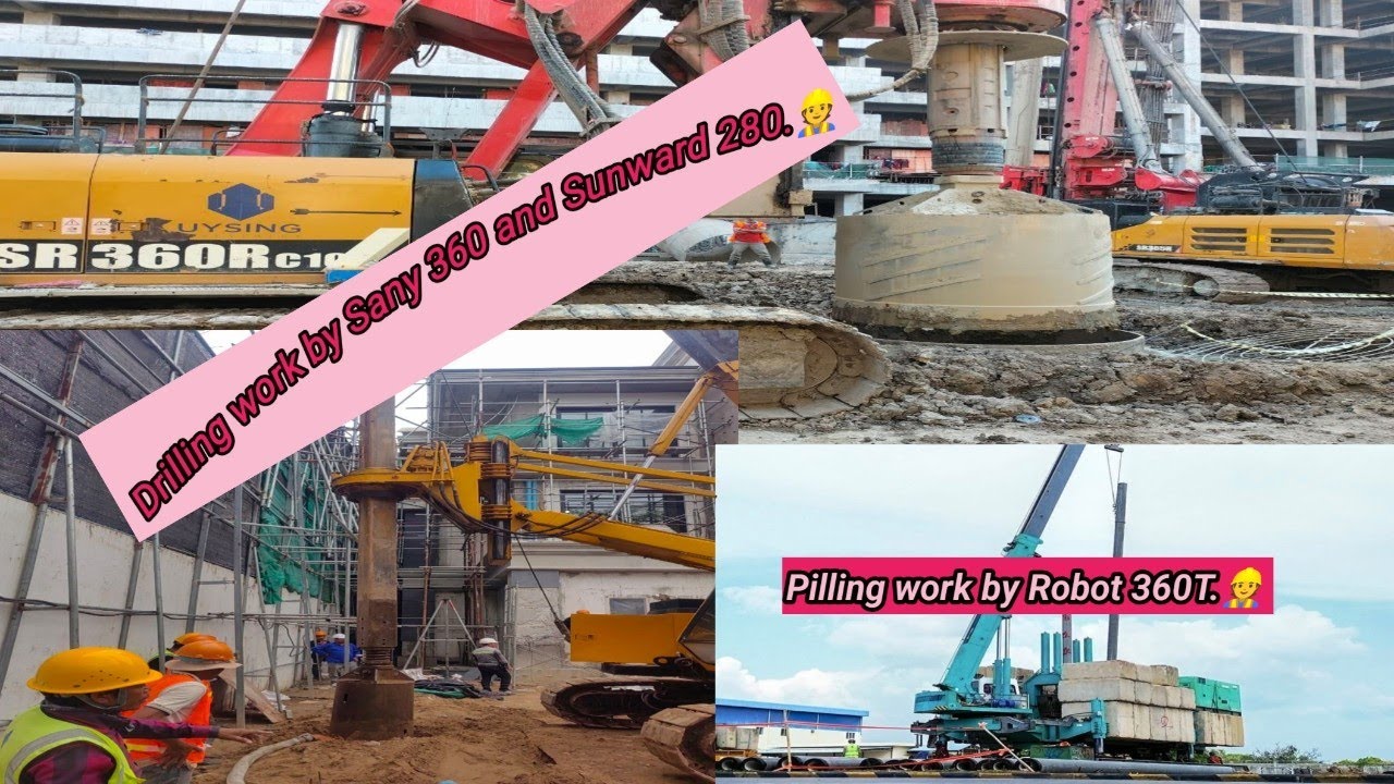 Drilling work by Sany360 and Sunward 280.👷