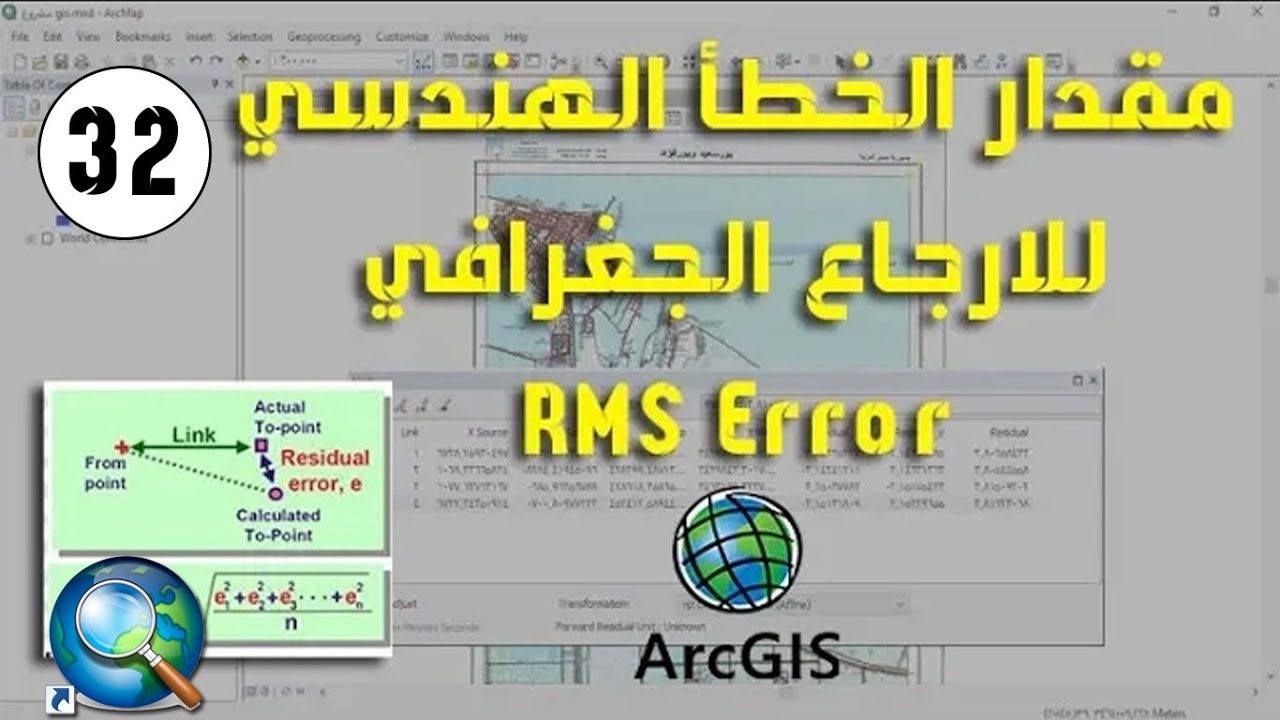 شرح مقدار الخطأ الهندسي للارجاع الجغرافي RMS Error Geo-referencing