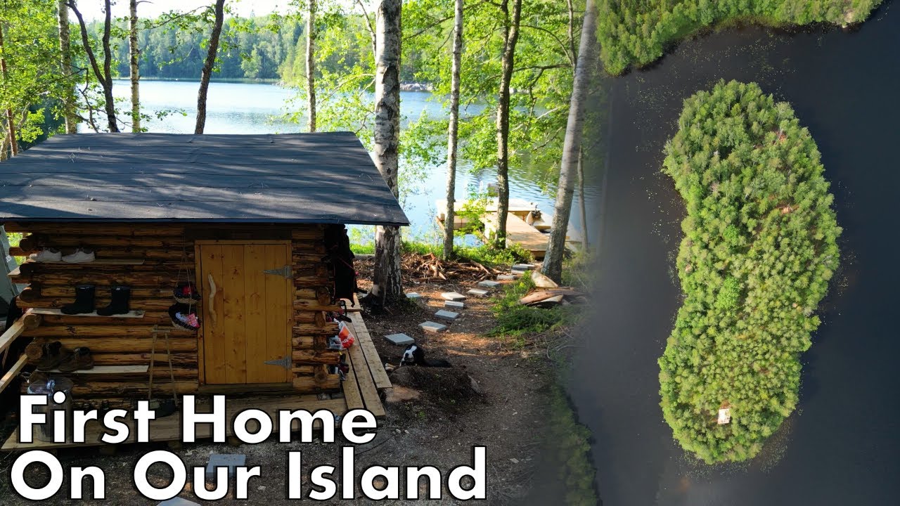 First Island Log Cabin Done + Island Plans Revealed | Building a Mini Log Cabin on Our Island Ep.23