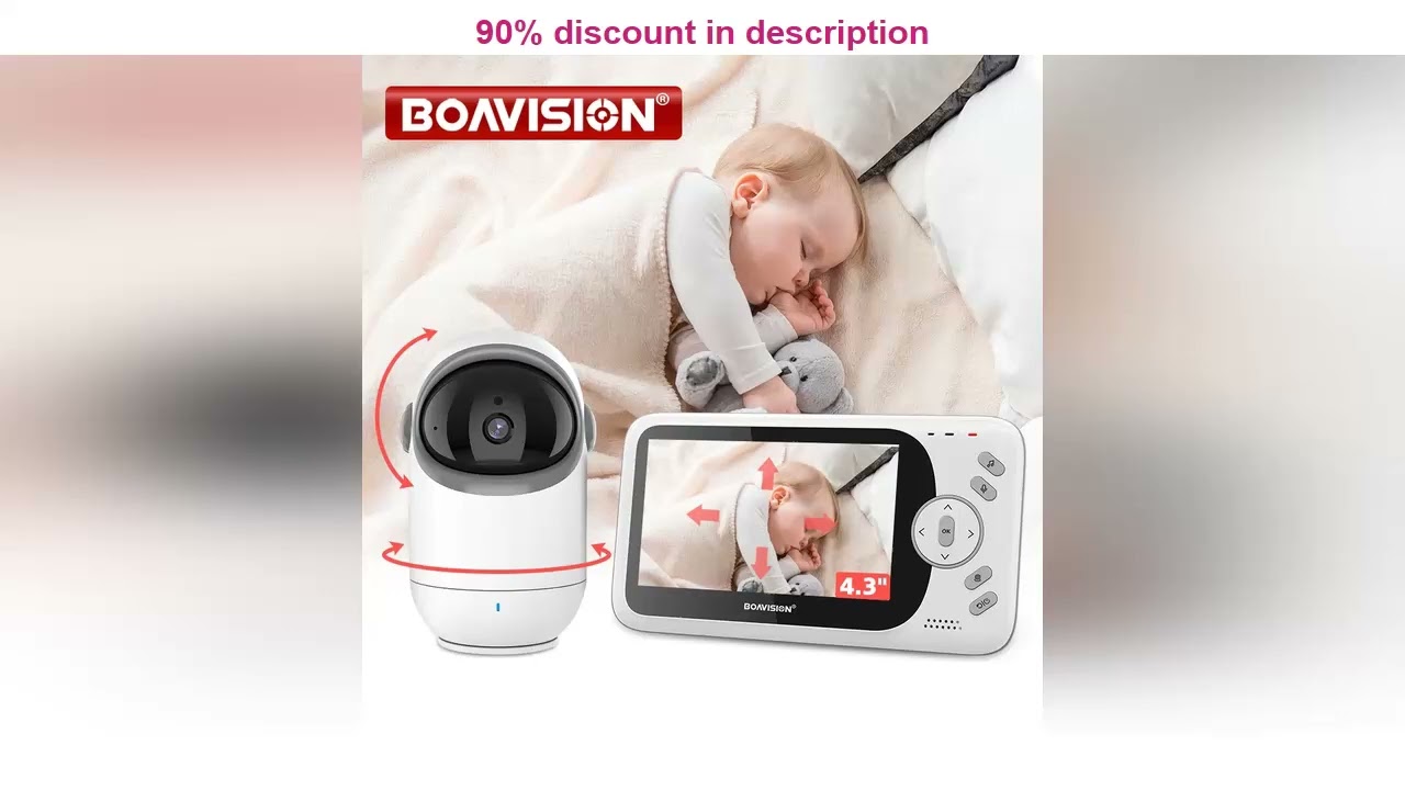 #4.3 Inch Video Baby Monitor With Pan Tilt Camera 2.4G Wireless Two Way Audio Night Vision Security