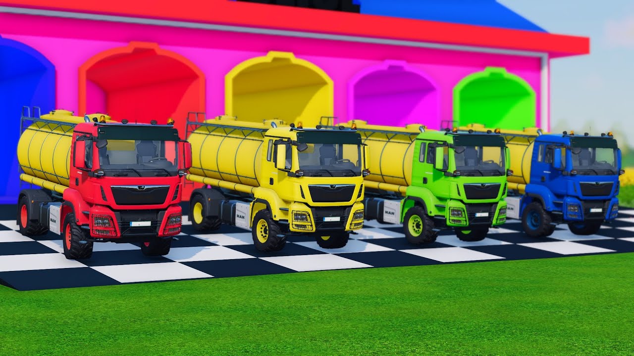 TRANSPORTING BUS, POLICE CARS, DUMP TRUCK, BOX TRUCK, FIRE TRUCK WITH SCANIA TRUCK  - fs22 #5