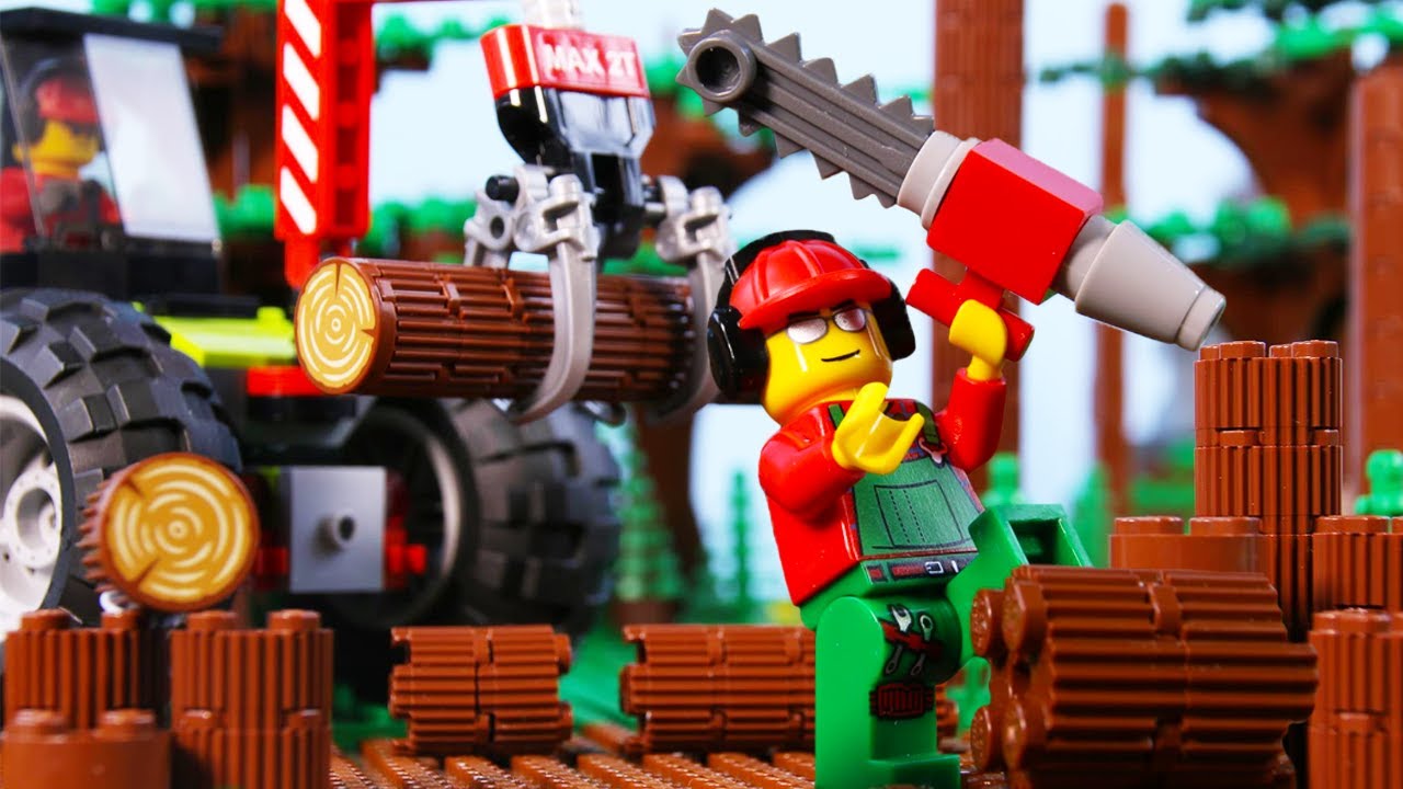 LEGO City Tractor Fail STOP MOTION LEGO Jungle: Billy Becomes A Lumberjack! | LEGO | Billy Bricks